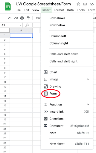 New Form from Spreadsheet