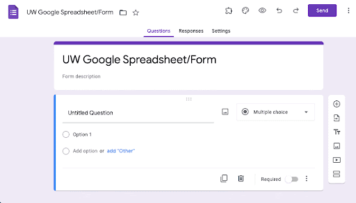 UW Google Spreadsheet slash Form with Untitled Question